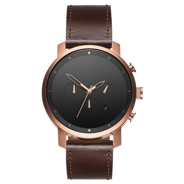 Brand your logo wine red leather strap odm watches chronograph