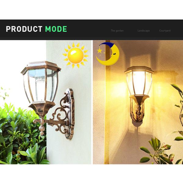 Aluminum Outside Wall Mounted Solar Light IP55 Waterproof 1W 1.2W 2W