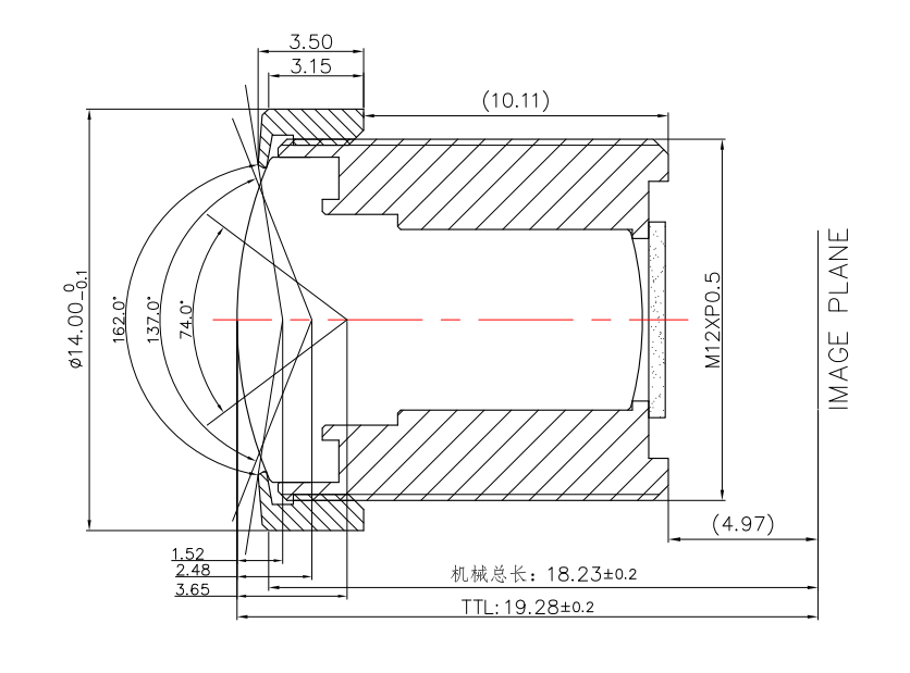 2.39mm F2.0 M12 5MP Automotive Surround View Lens 162 Degree DFOV 6G+IR IP68 Waterproof 360 Bird View AVM Camera