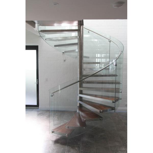 Spiral Staircase VH03S  Spiral Stainless Steel Stair Tread Beech Curved Glass Handrail 304 Stainless Steel