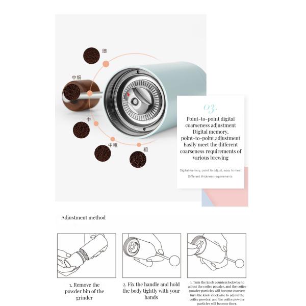 Business Gift Function Adjustable Coarseness Ceramic Hand Mill Manual Coffee Grinder