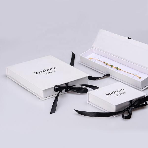 Paperboard Packaging Gift Box Set 157g  Necklace Bracelet Jewelry With Ribbon Closure