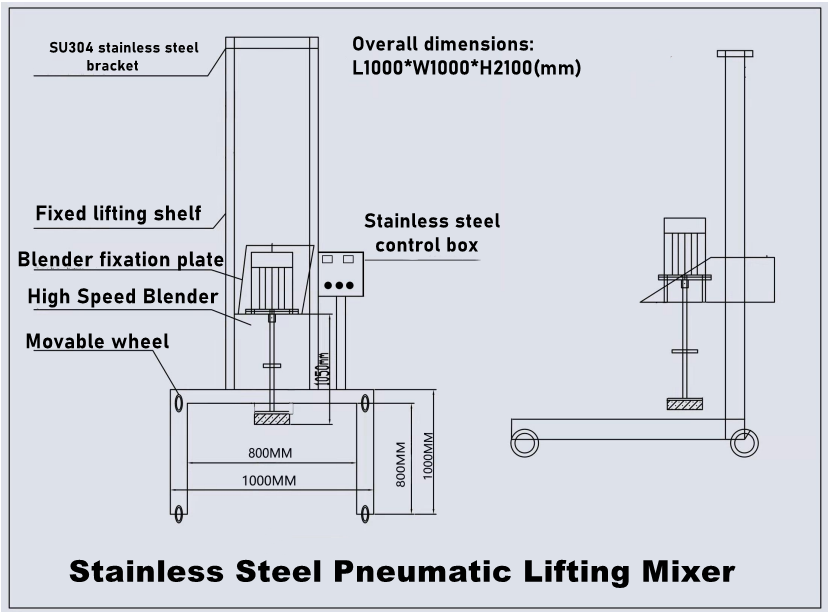 Pneumatic Lifting Homogenizer Liquid Detergent Shampoo Paint Mixing Equipment