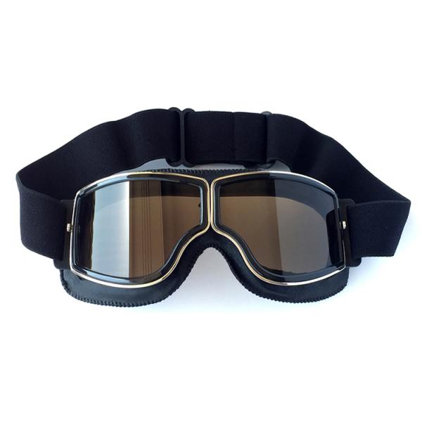 Silicone Strap Customizable Vintage Leather Motorcycle Riding Goggles for Helmet