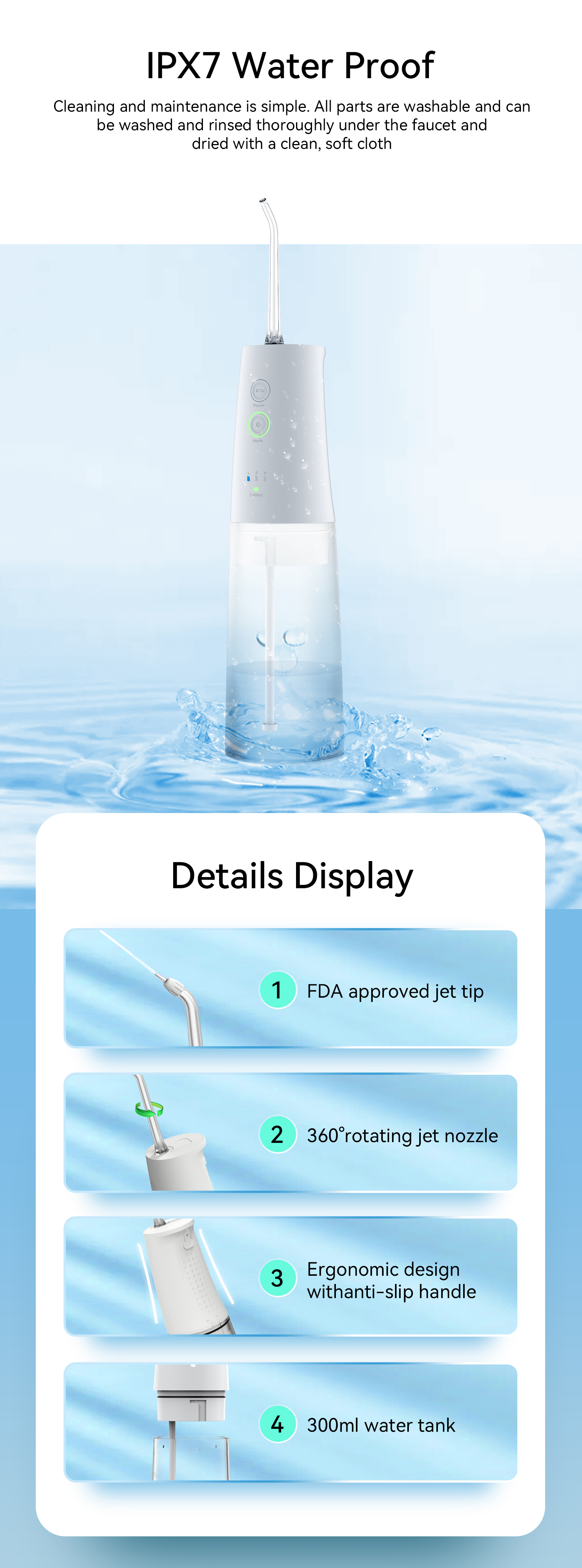 Выбор Flosser воды 3 ИМПов ульс портативный зубоврачебный водоструйный перезаряжаемые