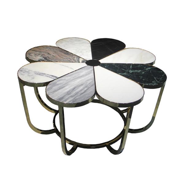 Tabela de chá de mármore do lazer nórdico do metal da mobília da entrada do hotel da forma da flor