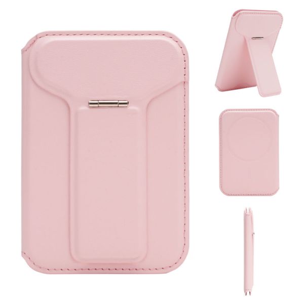 Custom Size PU Leather Magnetic Card Holder Wallet With Phone Bracket Stand