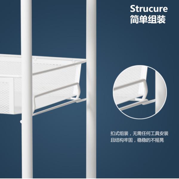 20kg Bearing Vegetable Rack Trolley , SS 4 Tier Storage Trolley