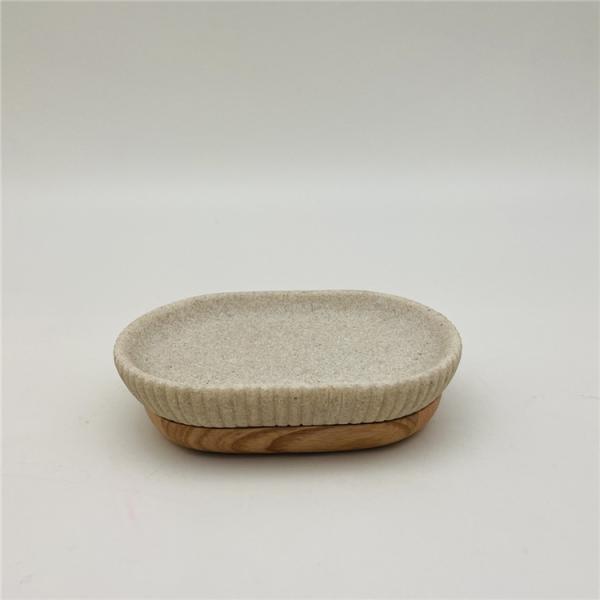 Beige Vertical Stripe Polyresin Bathroom Accessories Round Bathroom Tumbler Holder