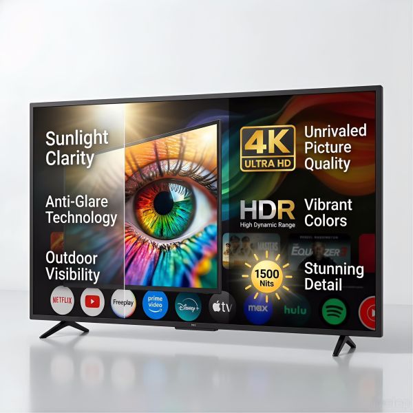 Waterproof Outdoor TV with Google TV 1500-3000nits Sunlight Readable Screen