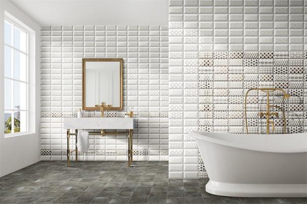 White Glossy Ceramic Wall Tiles 75x152mm for Kitchen Bathroom