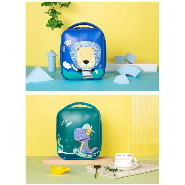 Customized Color Cartoon Dinosaur Space Insulated Kids Lunch Box Bag with Insulation