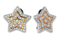 Rosegold Star shape Brass earrings with Clear AAA CZ stones for women & girls
