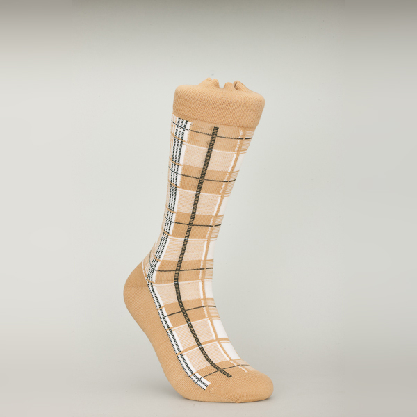 Brown Rhombus Spandex Thick Dress Socks , Adults Men's Patterned Dress Socks