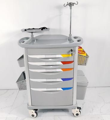 Plastic 4 Wheels Emergency Resuscitation Trolley for CPR Equipment Oxygen Cylinder Holder