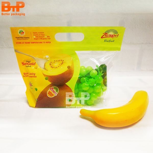 The OEM Fruit Packaging Bag Orange Clear Plastic Bag With Holes and Zipper for Fruit Packing