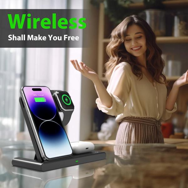 3 In 1 Magnetic Wireless Charger Station Multiple Devices For Apple Series