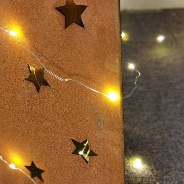ornamento de aço do jardim do metal de Corten da árvore de Natal de 500mm com diodo emissor de luz