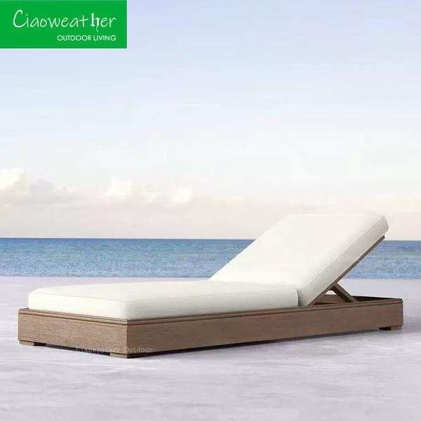 Modern Outdoor Furniture Beach Wood Sun Lounger Perfect for Hotel Patio Pool Chaise Lounge