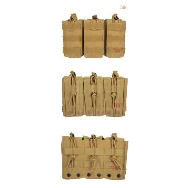 Military Molle Gear Accessories Compatible Open Top Triple Mag Pouch For M4 M17 AK47 Magazine