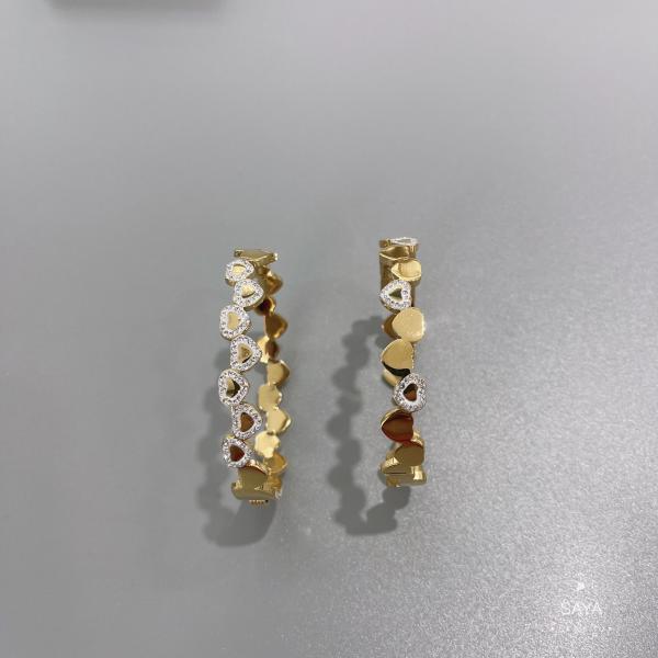 Expensive Jewelry 18K Rosegold Stainless Steel Bangle Heart Set Diamond Bracelet