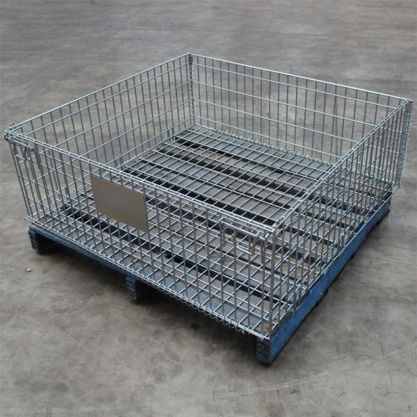 Warehouse Wire Container Storage  Mesh Pallet Cages  Heavy Duty Iron Frame