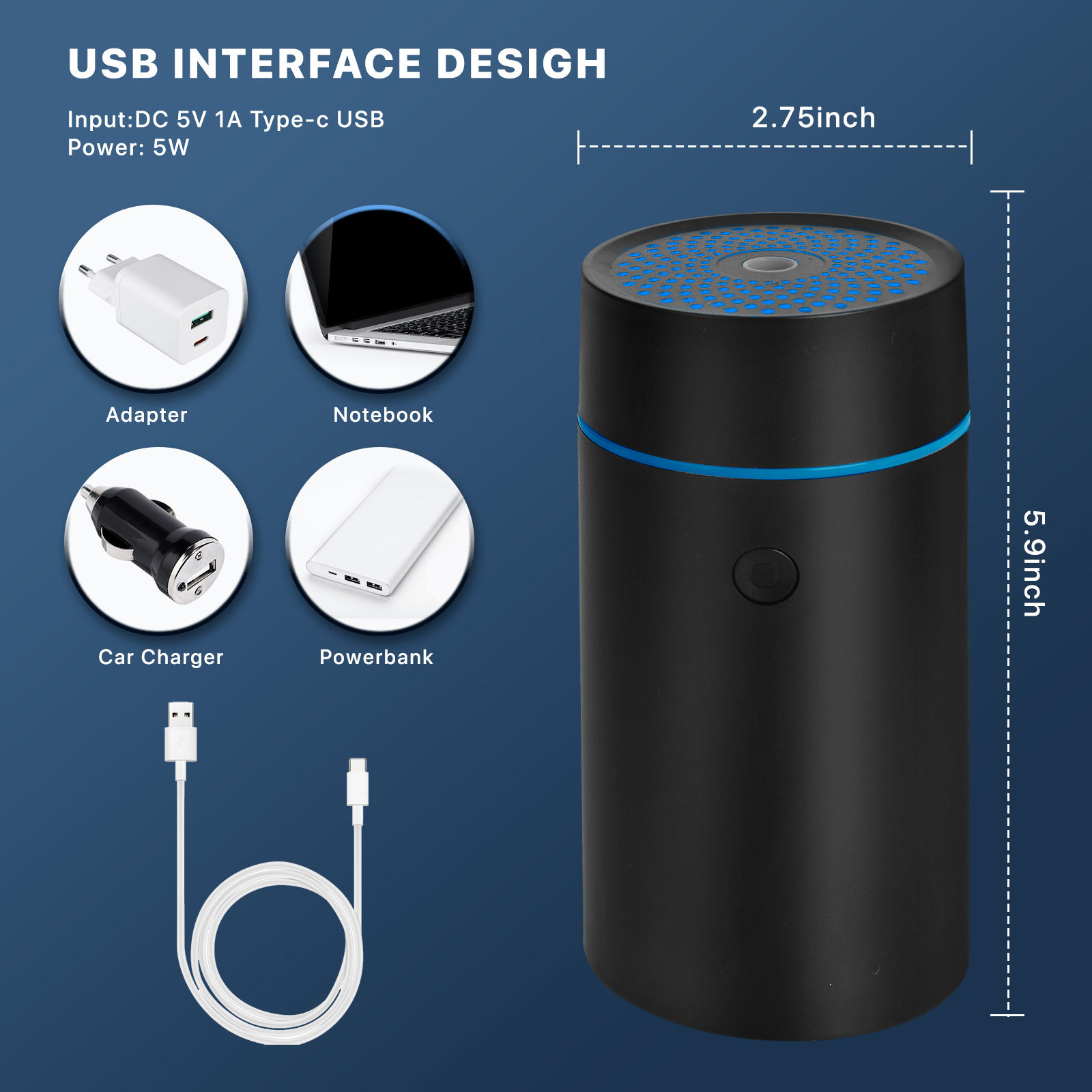 Wholesale Mini USB Portable Car Air Humidifier Scent Air Freshener Customized Room Home Car Essential Oil Aroma Diffuser