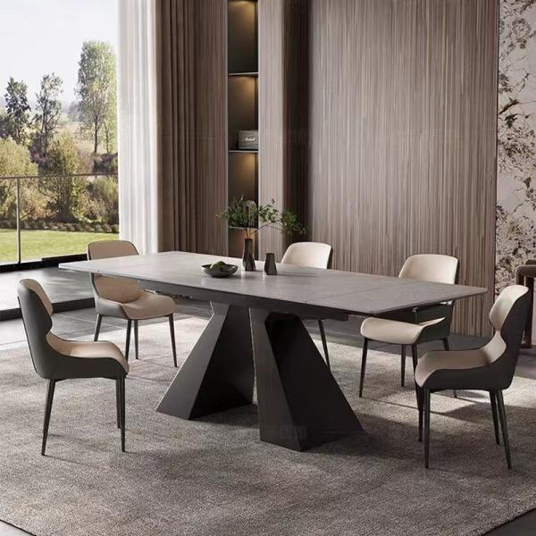 China Foshan Modern Marble Dining Table Round Top Assembled with High Quality Ceramic Top & Iron Legs