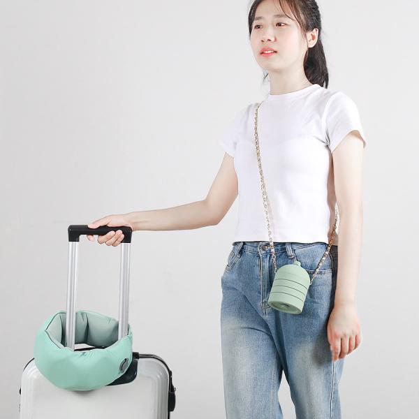Compact U Shape Inflatable Memory Foam Travel Pillow and Storage Box for Office Airplane