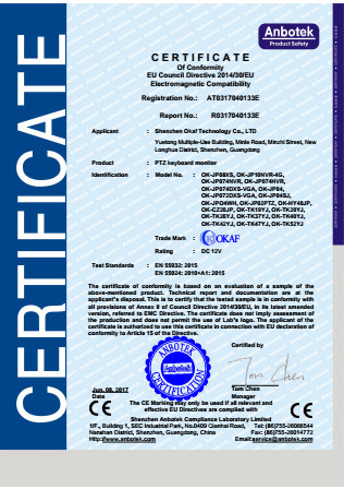 Shenzhen Okaf Technology Co., Ltd. Сертификации