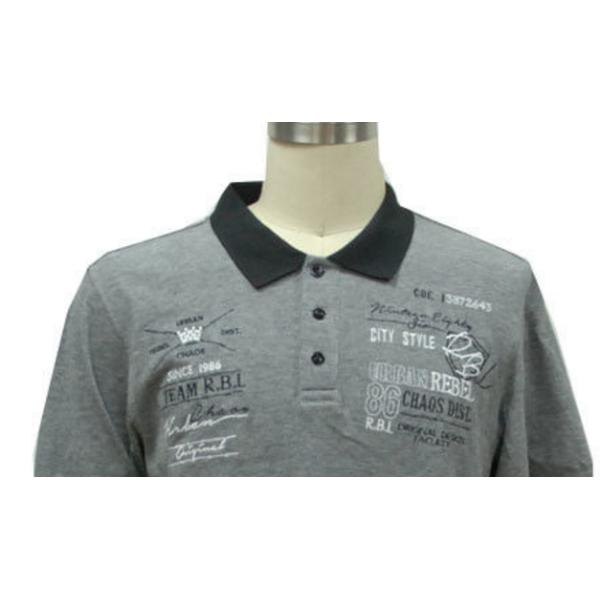 Grey Melange All Cotton Mens Polo T Shirts / Guys Polo Shirts 48 / 50 / 52 Sizes