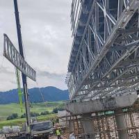 Painted Light Gray Steel Structure Bridge / Multi Span Temporary Road Bridge