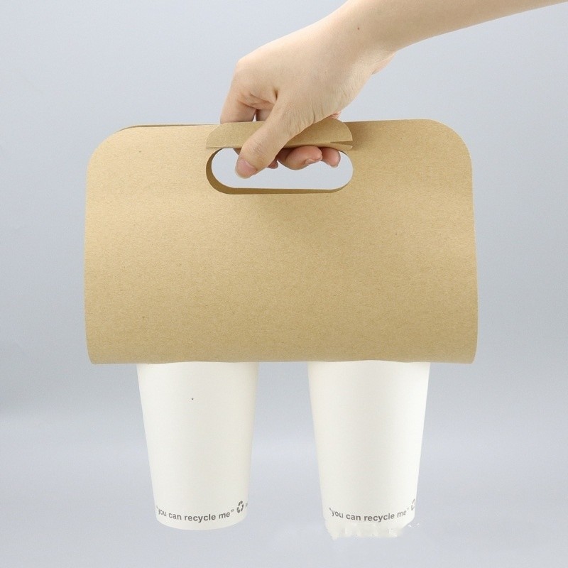 Customizable Kraft Paper Take Away Tea Coffee Cup Holders for Your Business Needs