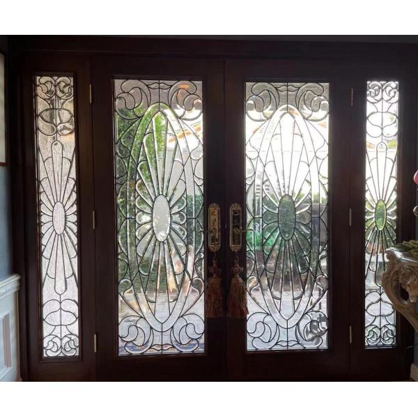 Puerta de entrada inserta vidrio con patina y 1 