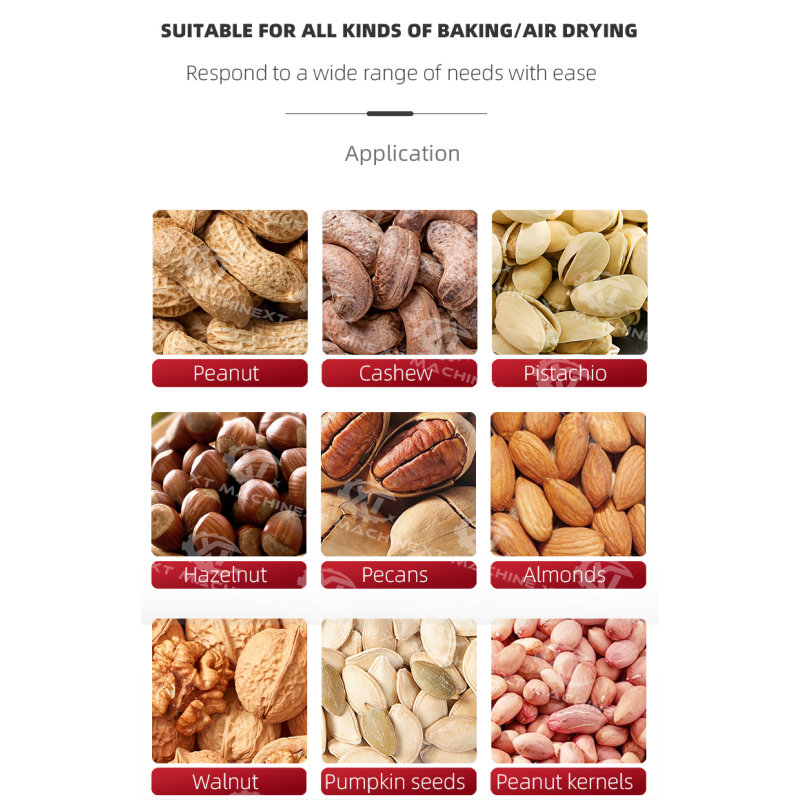 Commercial Peanut/Cashew Nut/Hazelnut Roasting Machine with Adjustable Conveyor Speed and PLC Control Panel
