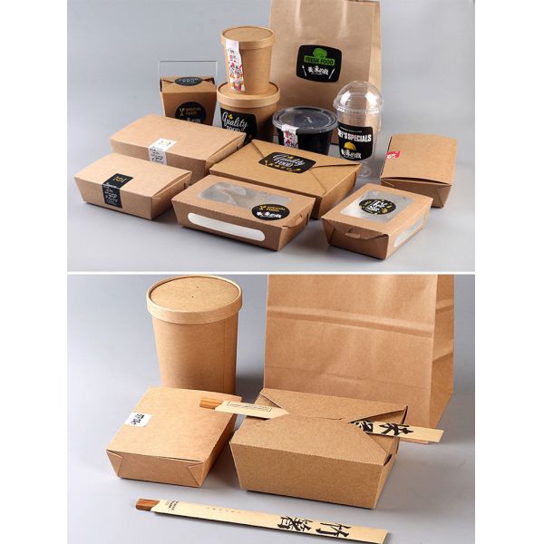 Food Grade Disposable Kraft Paper Box Paperboard Trays Packaging