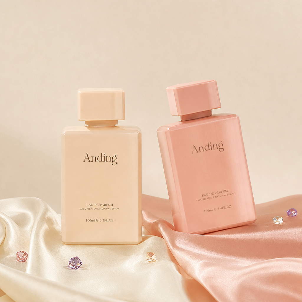100ml Square Glass Perfume Bottles Empty Crimp Neck Flat Cap Spray