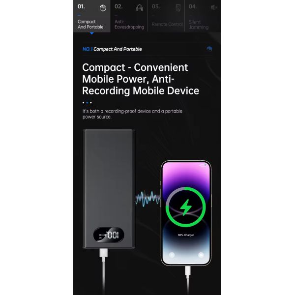 Portable Power Bank Voice Audio Recording Shield Preventing Sounding Recording