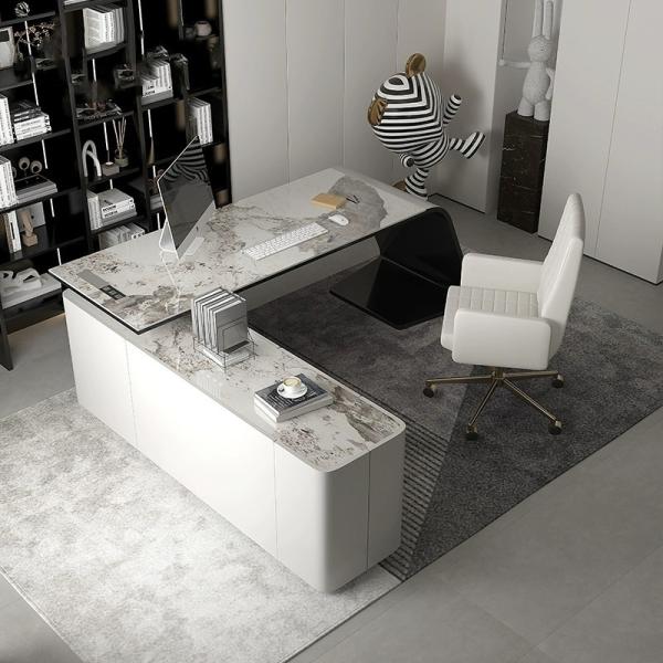 Strong Executive Boss Luxury Office Desk in Grey for Home Office or Office Building