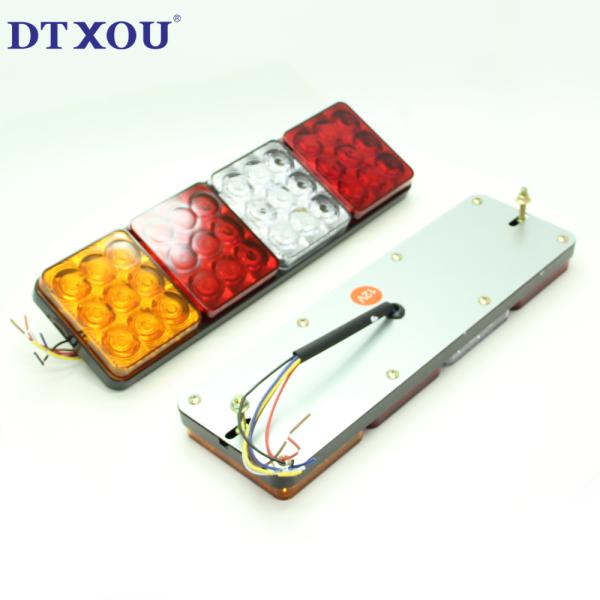 Red Yellow 12V 24V 3 Holes LED Tail Lights For Trucks