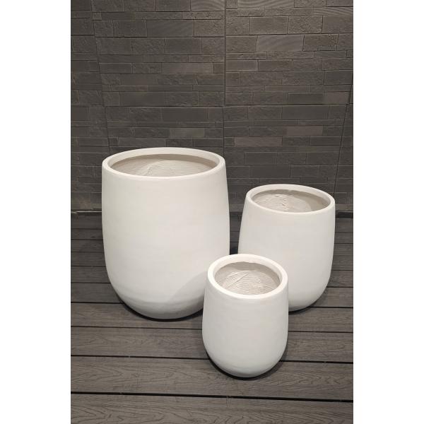 Pot de fleur rond en fibre d'argile, design minimaliste moderne, grand format, écologique, vente en gros, promotion, pour sol, suspension, utilisation en centre commercial