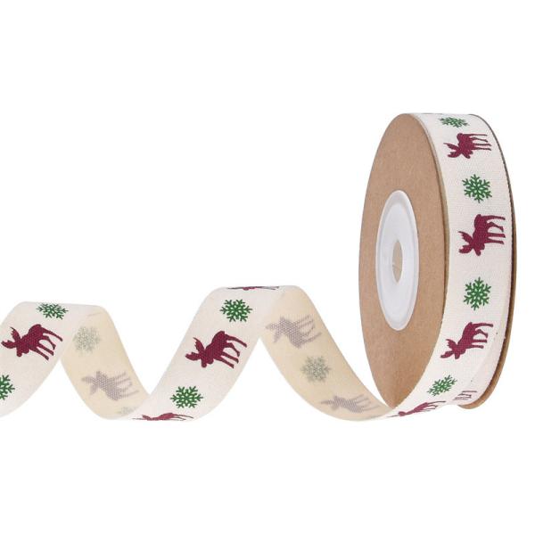 15 мм * 3y Рождественская подарочная лента Напечатанная белая хлопковая лента для подарков