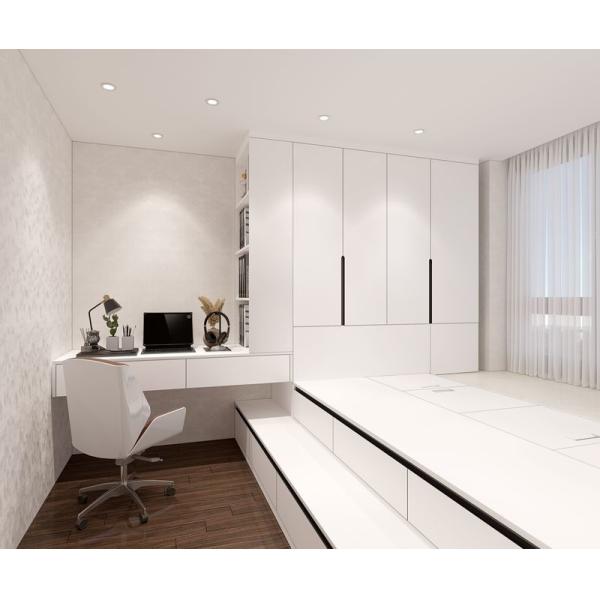 Fadior Нержавеющая сталь современная татами кровать с интегрированным рабочим столом и скрытым хранилищем