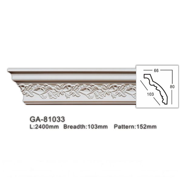 GA-81026 Oem Service Mothproof Construction Material Urethane Fluted Crown Moulding Decorative