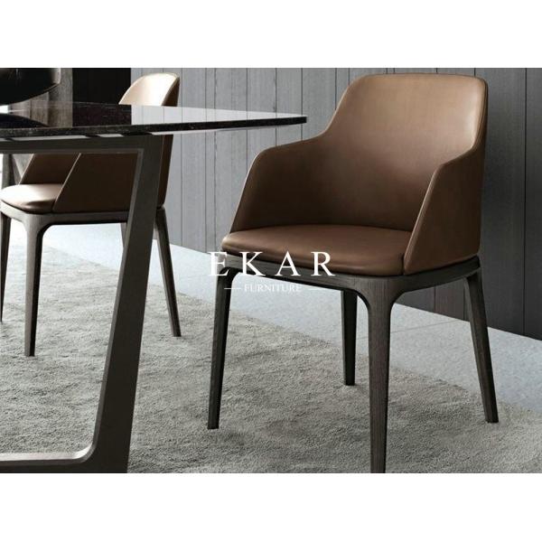 Simple Design Upholstered Restaurant Yellow Leather Dining Chair