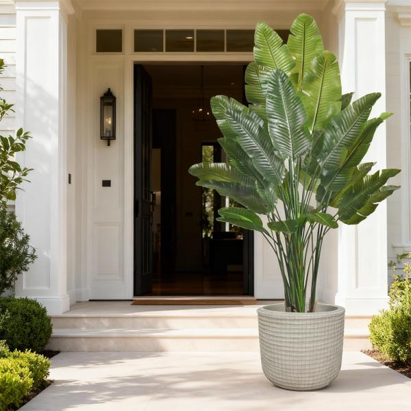 Large Real Touch Artificial Traveler's Banana Tree | Lifelike Faux Traveler's Palm Tree for Tropical Indoor & Office Decor