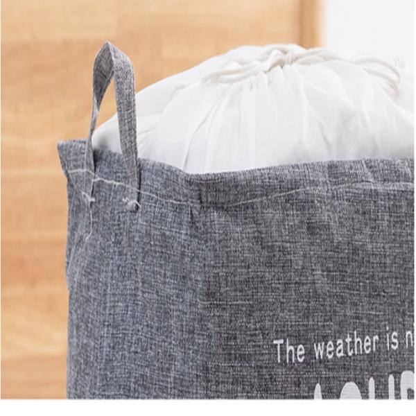 OEM Cotton Linen Foldable Laundry Basket Quilt Storage Bag