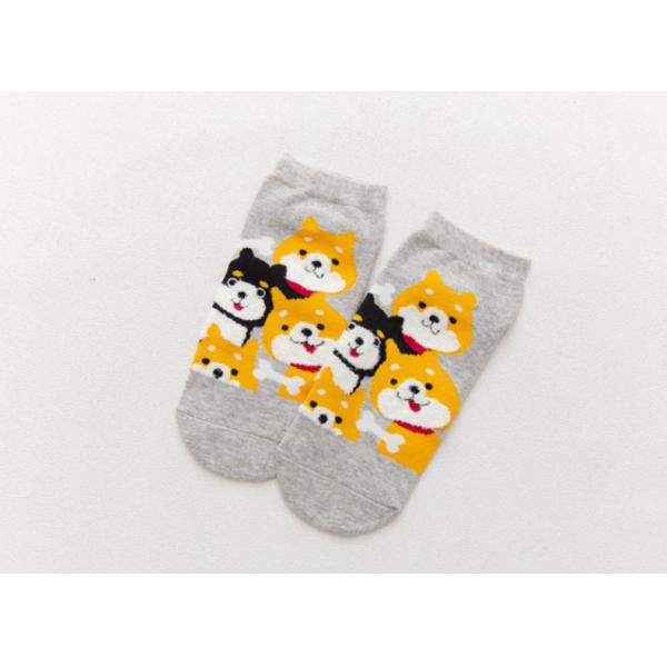 Breathable Cute Dog Ladies Ankle Socks , Organic Cotton Short Socks Womens