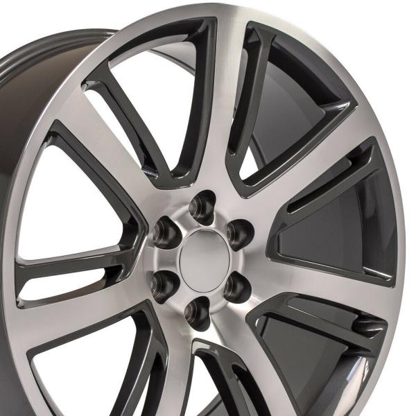4738 Cadillac Escalade Replica Wheels 24x10 Truck Wheels Fits Gunmetal Mach'D GMC