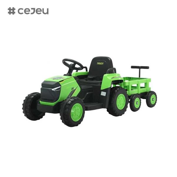 CJ-DLS-X18 kids electric tractor toy car dual motor 12v battery powered plastic ride on toy car with music LED light